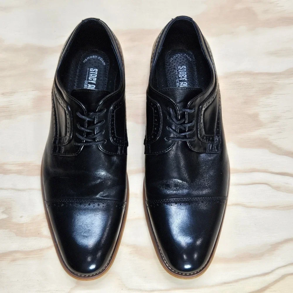 Stacy Adams Dickinson Mens Black Leather Cap Toe Oxford Shoes 25066-001 10.5M
